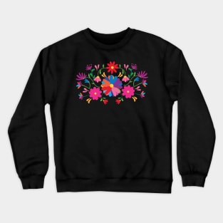 Otomí mexican flowers embroidery boho chic cinco de mayo colorful fiesta Crewneck Sweatshirt